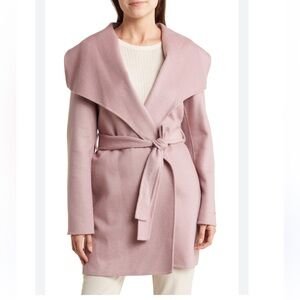 New Tahari Dusty Pink Cape Coat Belted Jacket